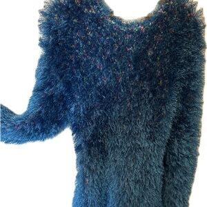 Elegant Fuzzy Teal Sweater